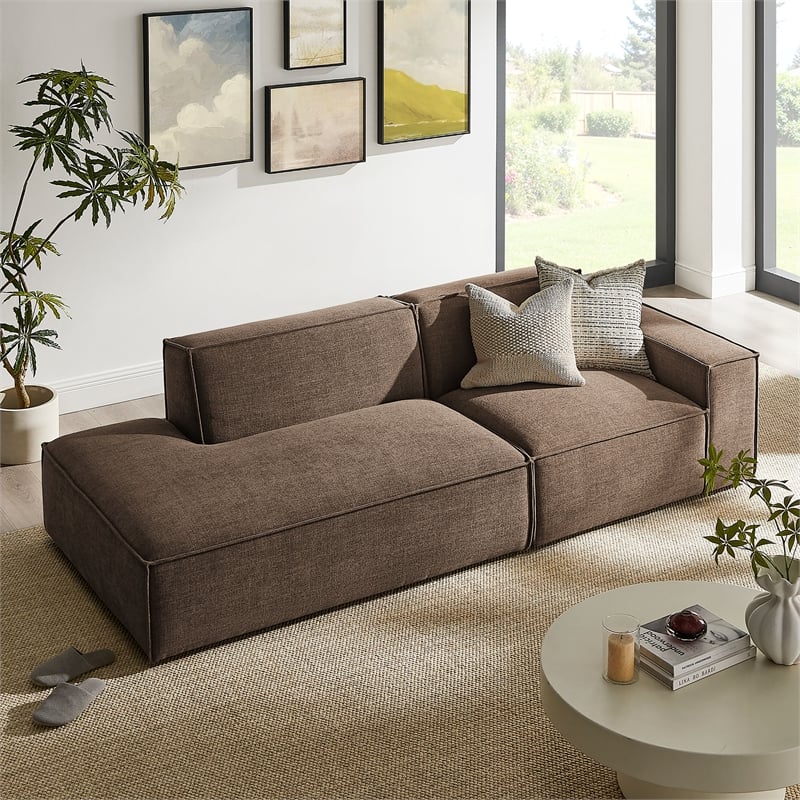 Restore 2-Piece Performance Fabric Upholstered Modular Loveseat in Mocha