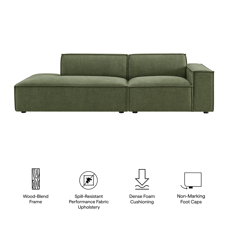Restore 2-Piece Performance Fabric Upholstered Modular Loveseat in Foliage