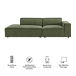 Restore 2-Piece Performance Fabric Upholstered Modular Loveseat in Foliage