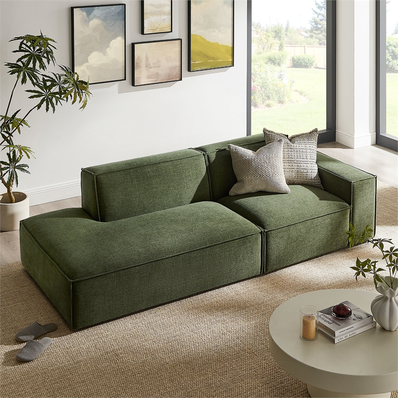 Restore 2-Piece Performance Fabric Upholstered Modular Loveseat in Foliage