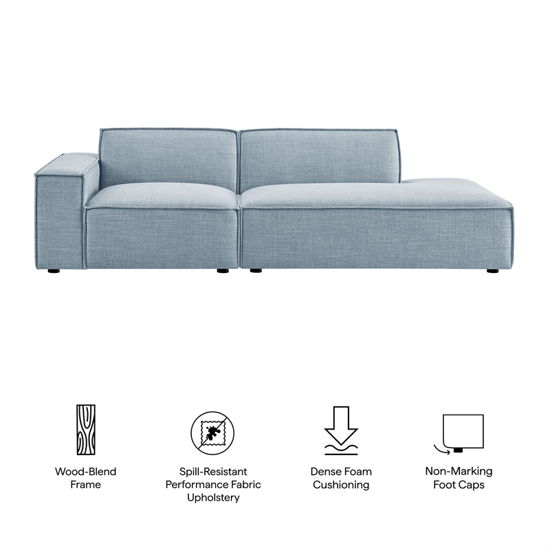 Restore 2-Piece Performance Fabric Upholstered Modular Loveseat in Sky