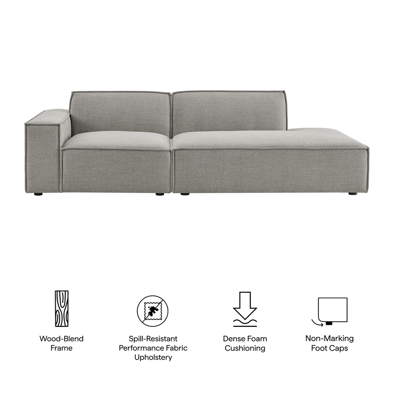 Restore 2-Piece Performance Fabric Upholstered Modular Loveseat in Pewter