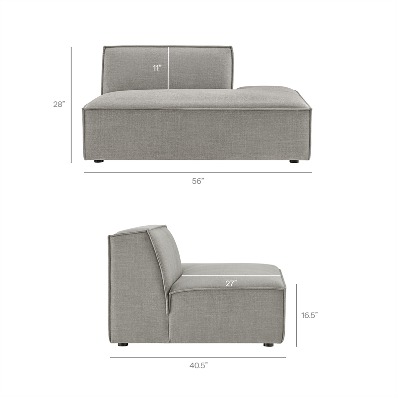 Restore 2-Piece Performance Fabric Upholstered Modular Loveseat in Pewter