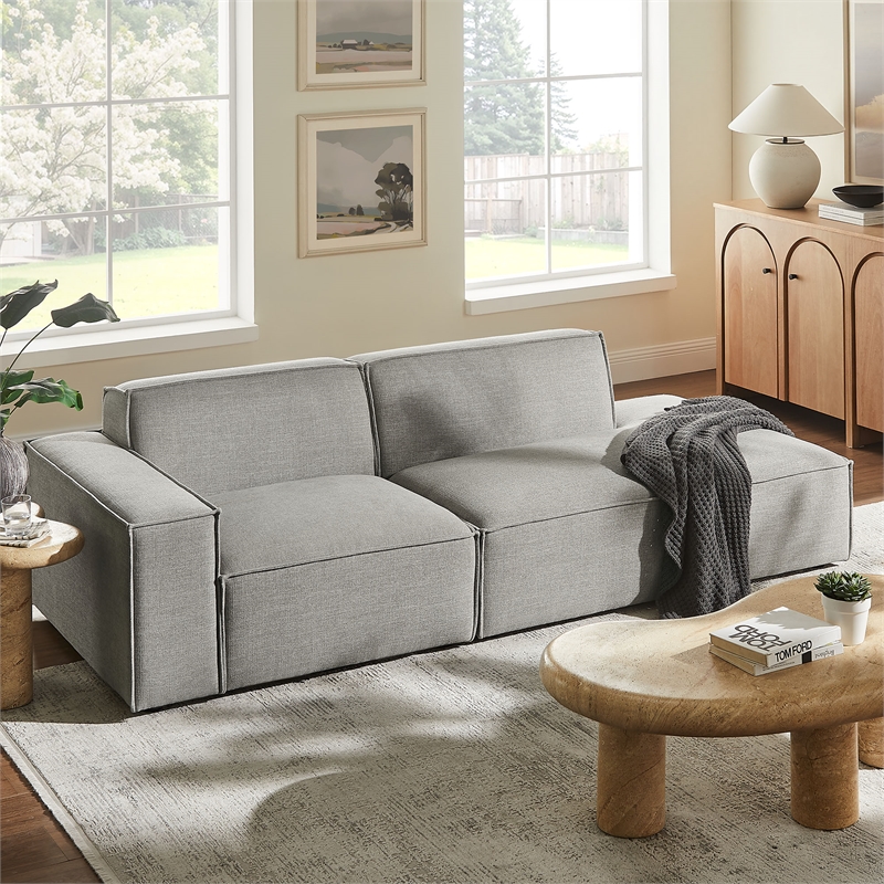 Restore 2-Piece Performance Fabric Upholstered Modular Loveseat in Pewter