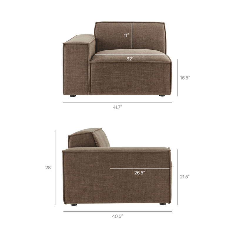 Restore 2-Piece Performance Fabric Upholstered Modular Loveseat in Mocha