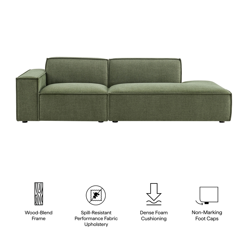 Restore 2-Piece Performance Fabric Upholstered Modular Loveseat in Foliage