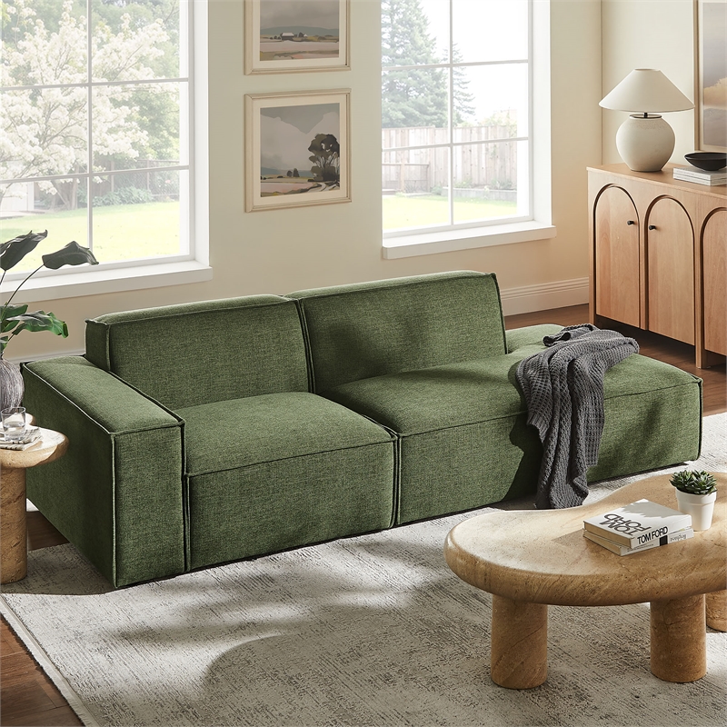Restore 2-Piece Performance Fabric Upholstered Modular Loveseat in Foliage