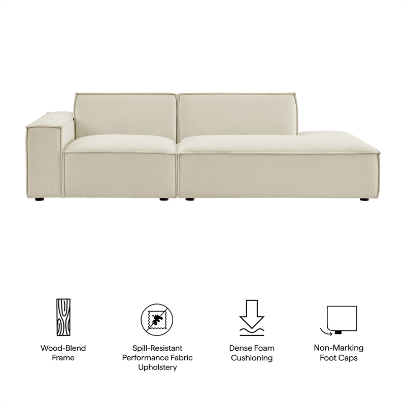 Restore 2-Piece Performance Fabric Upholstered Modular Loveseat in Ecru