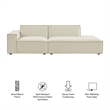 Restore 2-Piece Performance Fabric Upholstered Modular Loveseat in Ecru