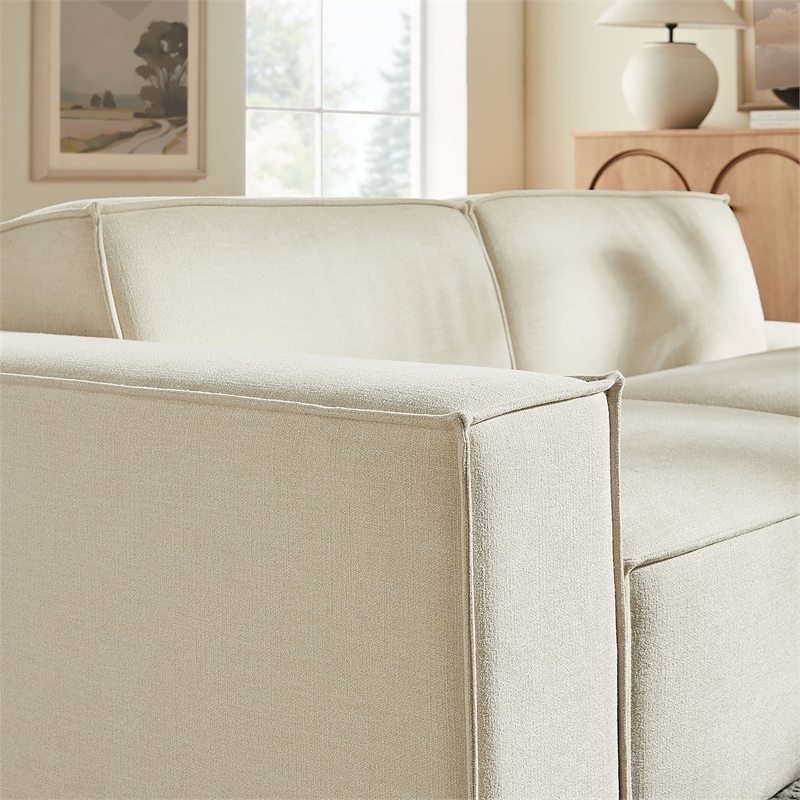 Restore 2-Piece Performance Fabric Upholstered Modular Loveseat in Ecru