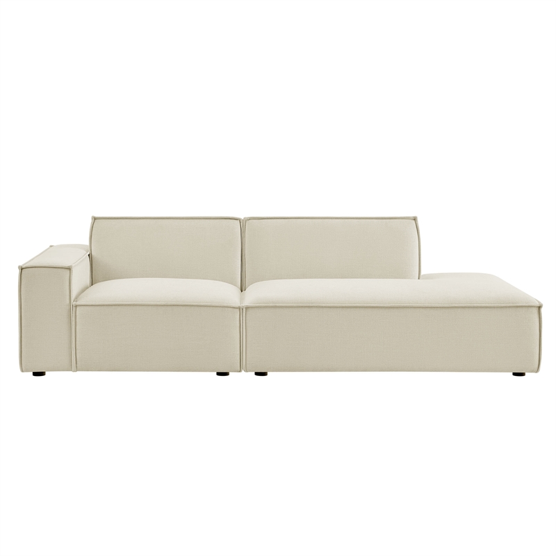 Restore 2-Piece Performance Fabric Upholstered Modular Loveseat in Ecru