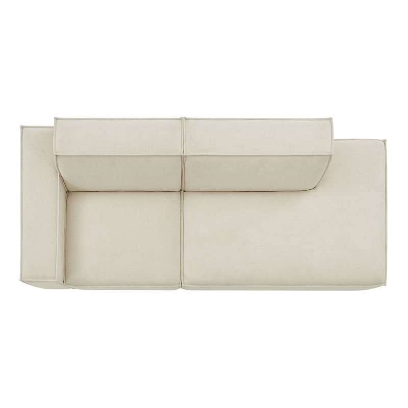 Restore 2-Piece Performance Fabric Upholstered Modular Loveseat in Ecru