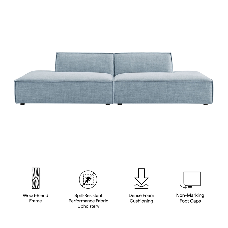 Restore 2-Piece Performance Fabric Upholstered Modular Loveseat in Sky