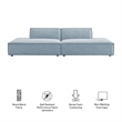 Restore 2-Piece Performance Fabric Upholstered Modular Loveseat in Sky