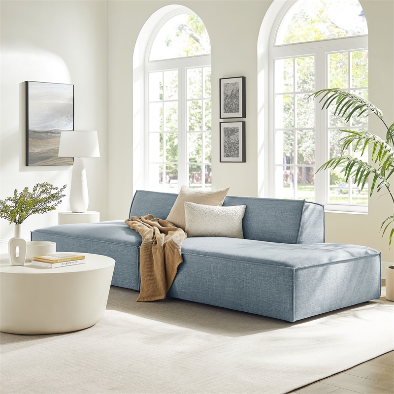 Restore 2-Piece Performance Fabric Upholstered Modular Loveseat in Sky