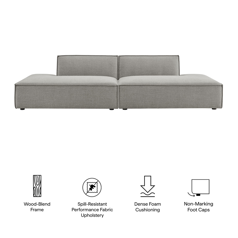 Restore 2-Piece Performance Fabric Upholstered Modular Loveseat in Pewter