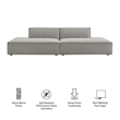 Restore 2-Piece Performance Fabric Upholstered Modular Loveseat in Pewter