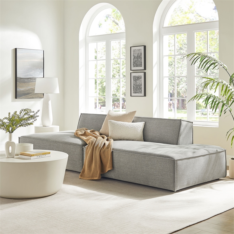 Restore 2-Piece Performance Fabric Upholstered Modular Loveseat in Pewter