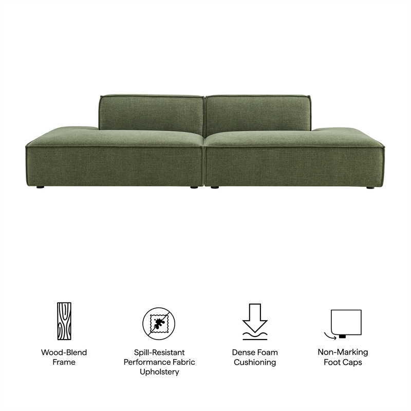 Restore 2-Piece Performance Fabric Upholstered Modular Loveseat in Foliage