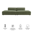 Restore 2-Piece Performance Fabric Upholstered Modular Loveseat in Foliage