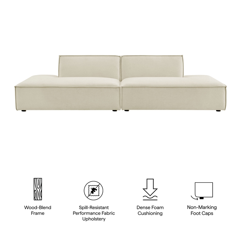 Restore 2-Piece Performance Fabric Upholstered Modular Loveseat in Ecru