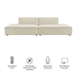 Restore 2-Piece Performance Fabric Upholstered Modular Loveseat in Ecru