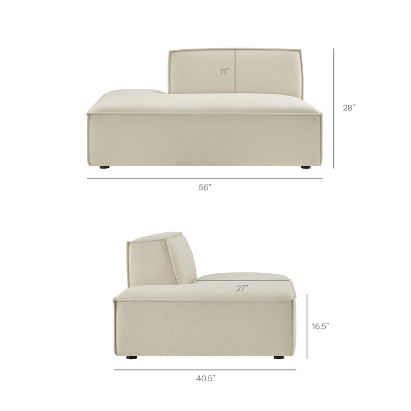 Restore 2-Piece Performance Fabric Upholstered Modular Loveseat in Ecru