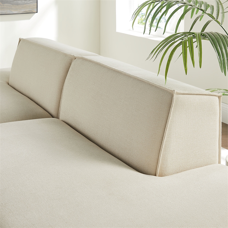 Restore 2-Piece Performance Fabric Upholstered Modular Loveseat in Ecru