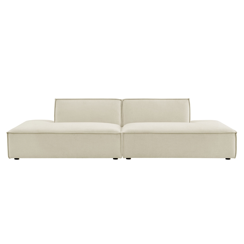 Restore 2-Piece Performance Fabric Upholstered Modular Loveseat in Ecru