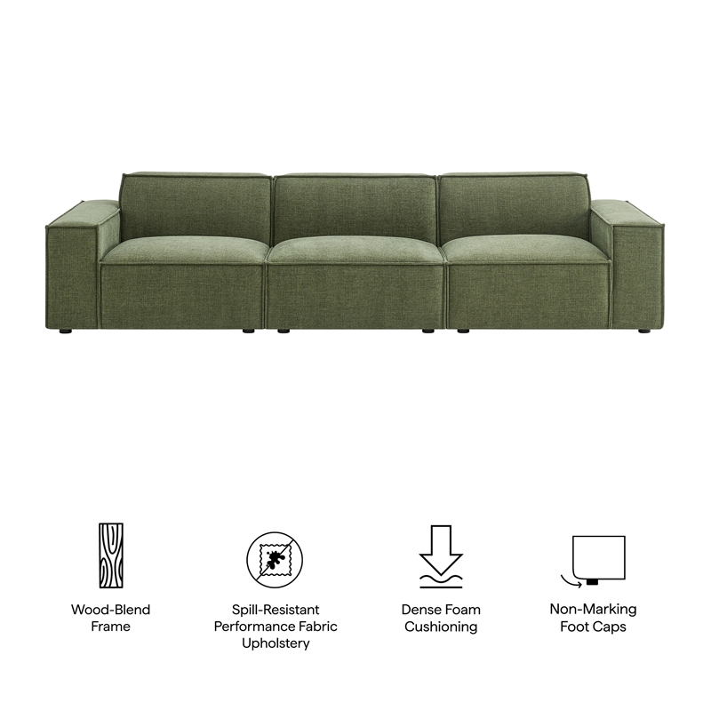 Restore 3-Piece Performance Fabric Upholstered Modular Sofa Set in Foliage