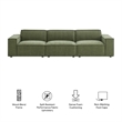 Restore 3-Piece Performance Fabric Upholstered Modular Sofa Set in Foliage