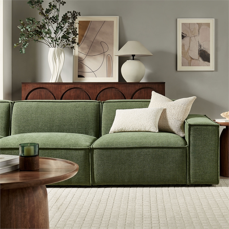 Restore 3-Piece Performance Fabric Upholstered Modular Sofa Set in Foliage