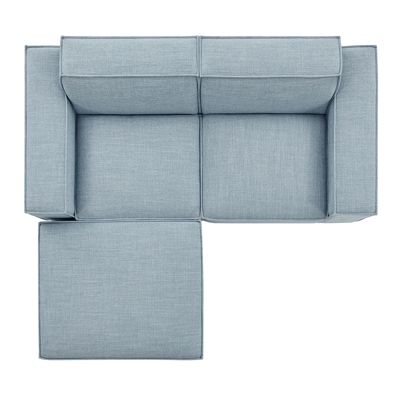 Restore 3-Piece Performance Fabric Upholstered Modular Loveseat with Ottoman
