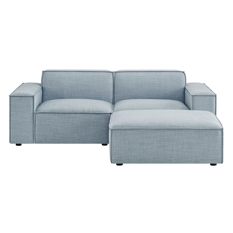 Restore 3-Piece Performance Fabric Upholstered Modular Loveseat with Ottoman