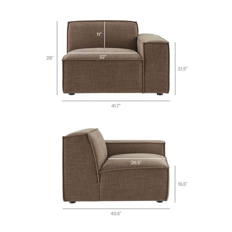 Restore 3-Piece Performance Fabric Upholstered Modular Loveseat with Ottoman