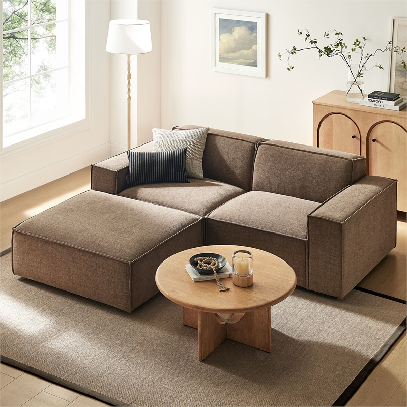 Restore 3-Piece Performance Fabric Upholstered Modular Loveseat with Ottoman
