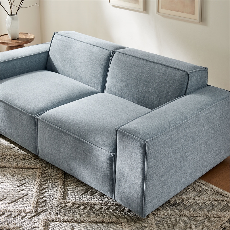 Restore 2-Piece Performance Fabric Upholstered Modular Loveseat in Sky Blue