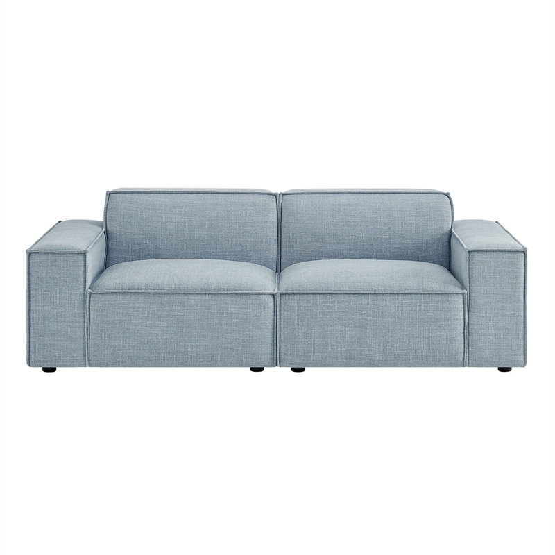 Restore 2-Piece Performance Fabric Upholstered Modular Loveseat in Sky Blue