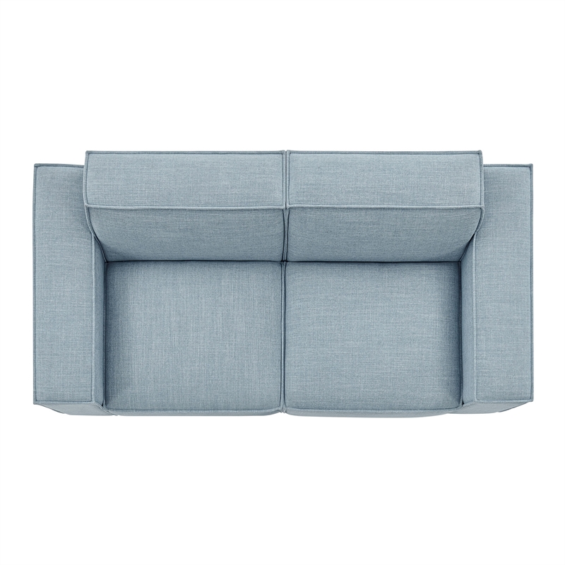 Restore 2-Piece Performance Fabric Upholstered Modular Loveseat in Sky Blue