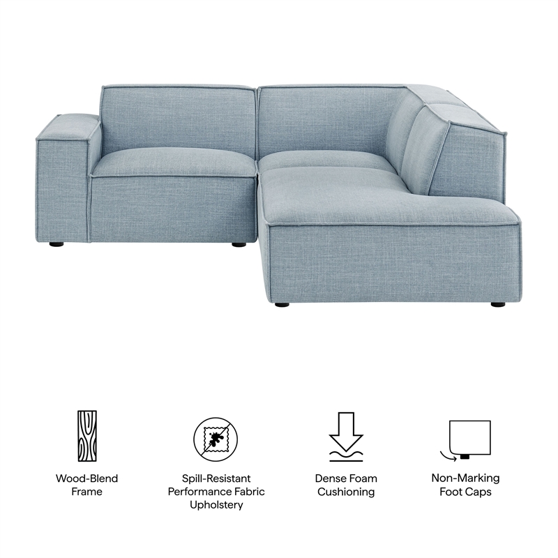 Restore 3-Piece Performance Fabric Upholstered Modular L-Shaped Sectional Sofa