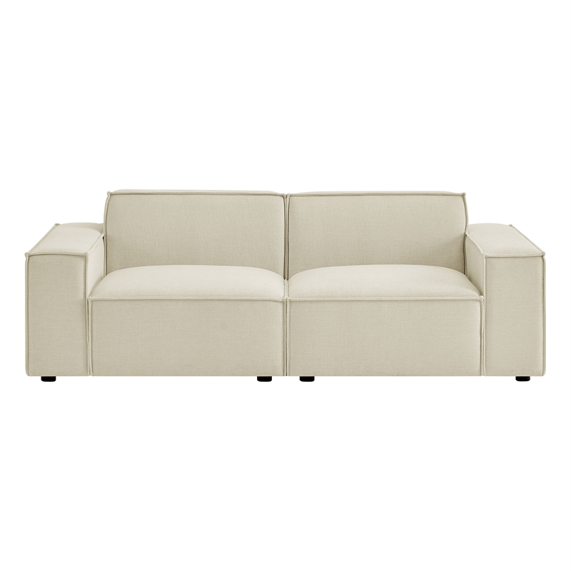 Restore 2-Piece Performance Fabric Upholstered Modular Loveseat in Ecru