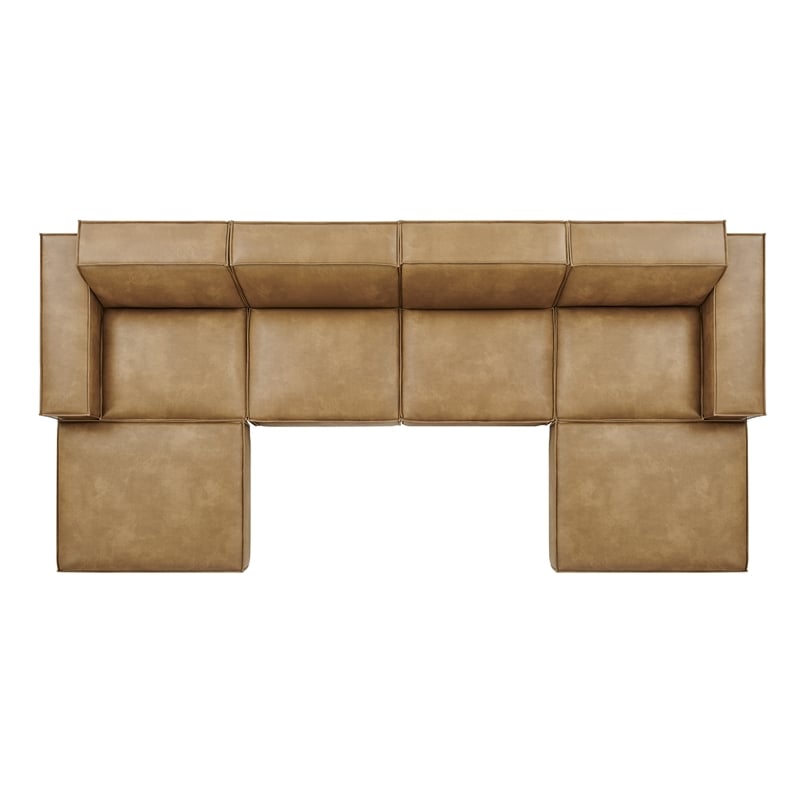 Restore 6-Piece Vegan Leather Modular Sectional Sofa in Toast