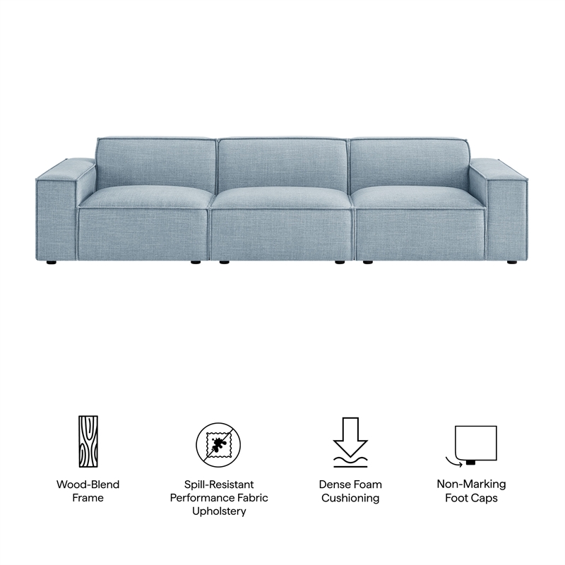 Restore 3-Piece Performance Fabric Upholstered Modular Sofa Set in Sky