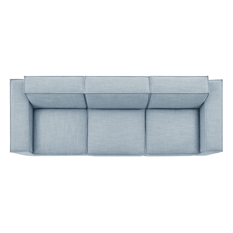 Restore 3-Piece Performance Fabric Upholstered Modular Sofa Set in Sky