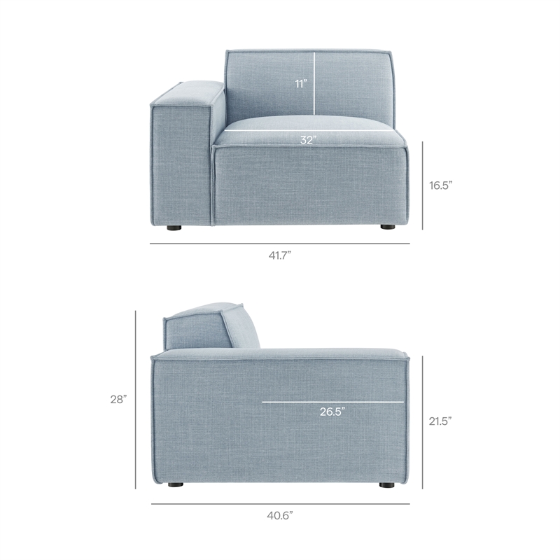 Restore 3-Piece Performance Fabric Upholstered Modular Sofa Set in Sky