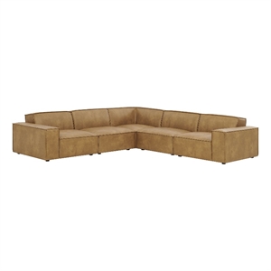 Restore 5-Piece Vegan Leather Modular L-Shaped Sofa in Toast