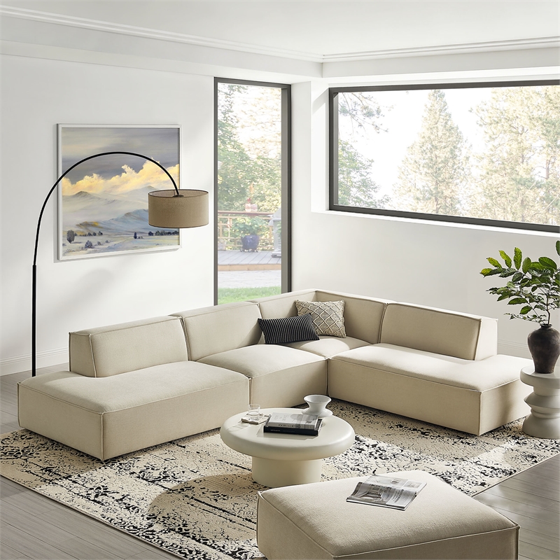 Restore 4-Piece Fabric Upholstered Modular L-Shaped Armless Sectional Sofa