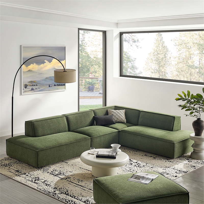 Restore 4-Piece Fabric Upholstered Modular L-Shaped Armless Sectional Sofa