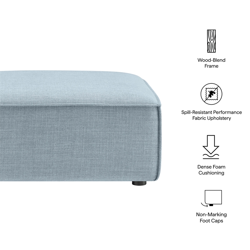 Restore Performance Fabric Upholstered Modular Ottoman in Sky