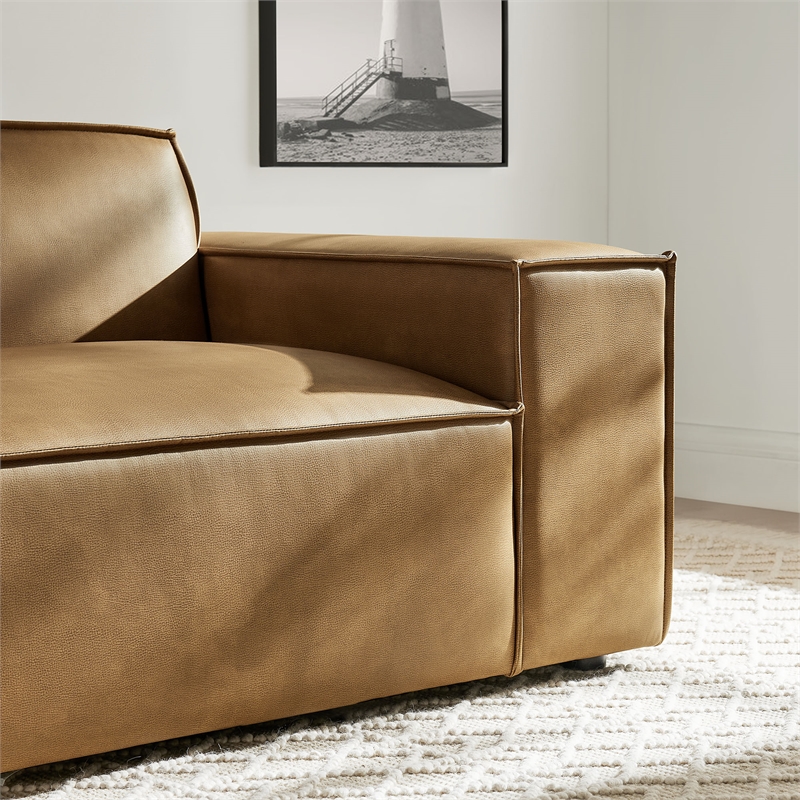 Restore Vegan Leather Right-Facing Modular Lounge Chair in Toast